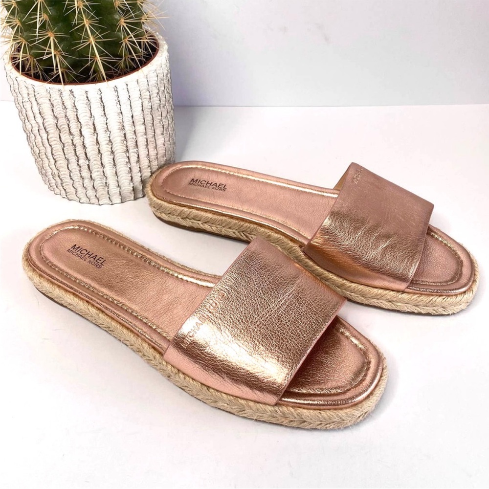 Michael Kors Metallic Espadrille Slides, size 11